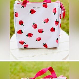 Kate Spade White Tote with Red Strawberry Print